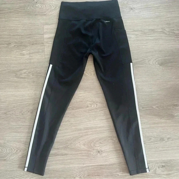 ADIDAS  BLACK LEGGING 3 STRIPES SIZE SMALL - Picture 3 of 4